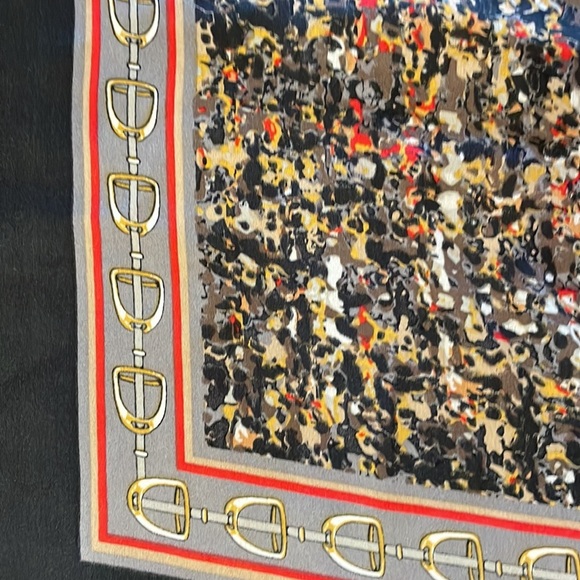 COLLECTION EIGHTEEN multi color black edge SQUARE scarf / shawl - Picture 6 of 12